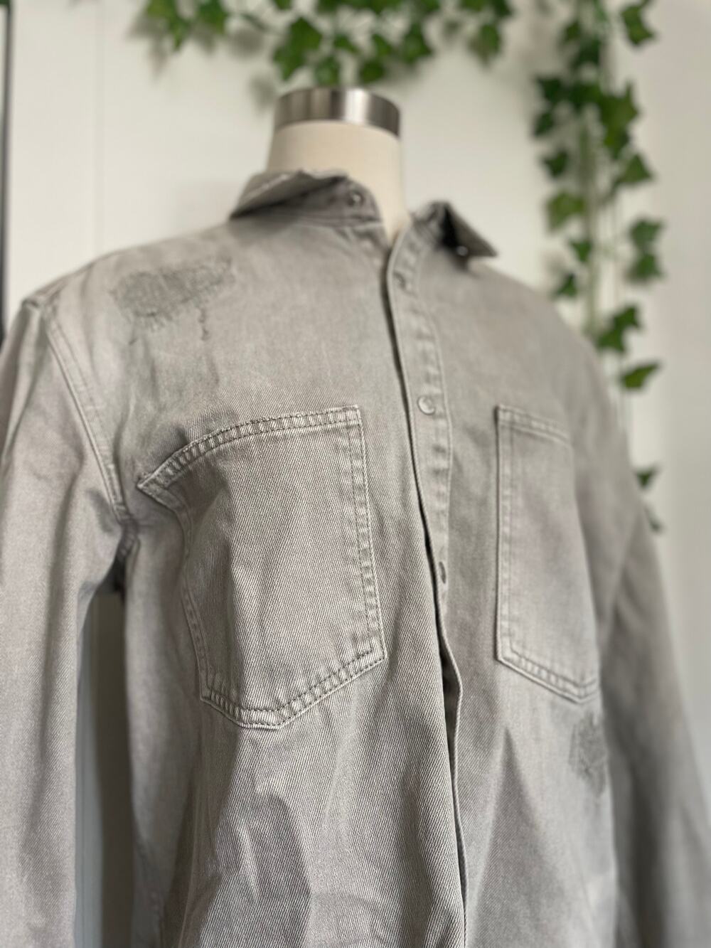 Mens Zara Denim Gray Button Up Shirt Jacket Size M